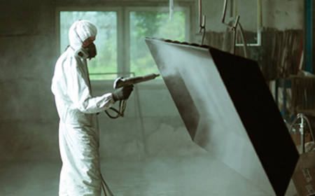 Electrostatic Powder Coating machine in operation