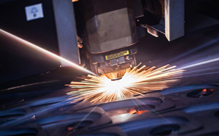 Laser cutting machine in operation