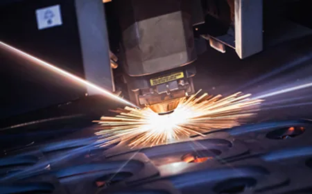 Laser cutting machine in operation